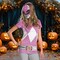 Women's Pink Power Ranger Costume Printed Shirt With Character Mask
